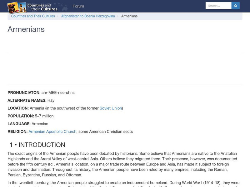 Countries and Their Cultures: Armenians Handout Countries and Their Cultures: Armenians Handout