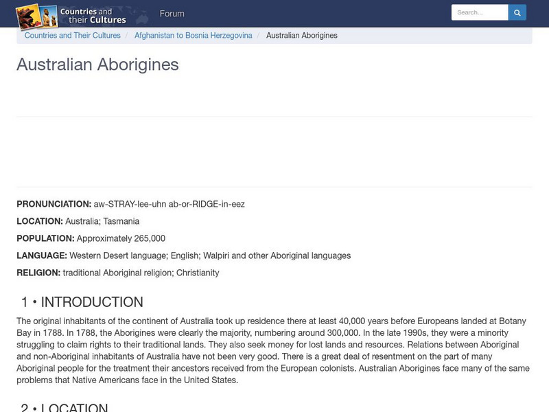 Countries and Their Cultures: Australian Aborigines Handout Countries and Their Cultures: Australian Aborigines Handout
