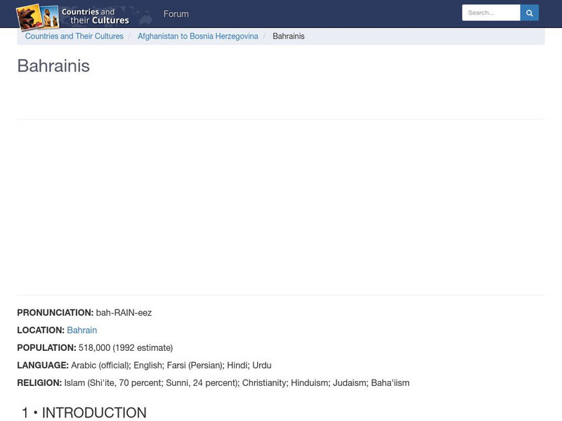 Countries and Their Cultures: Bahrainis Handout Countries and Their Cultures: Bahrainis Handout