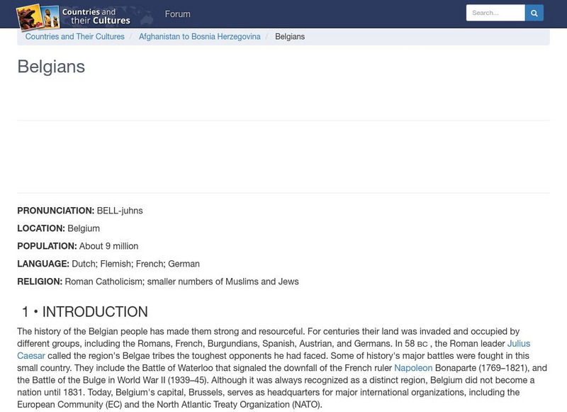 Countries and Their Cultures: Belgians Handout