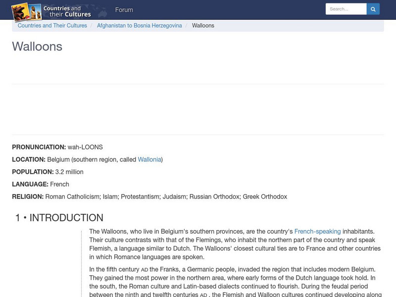 Countries and Their Cultures: Walloons Handout
