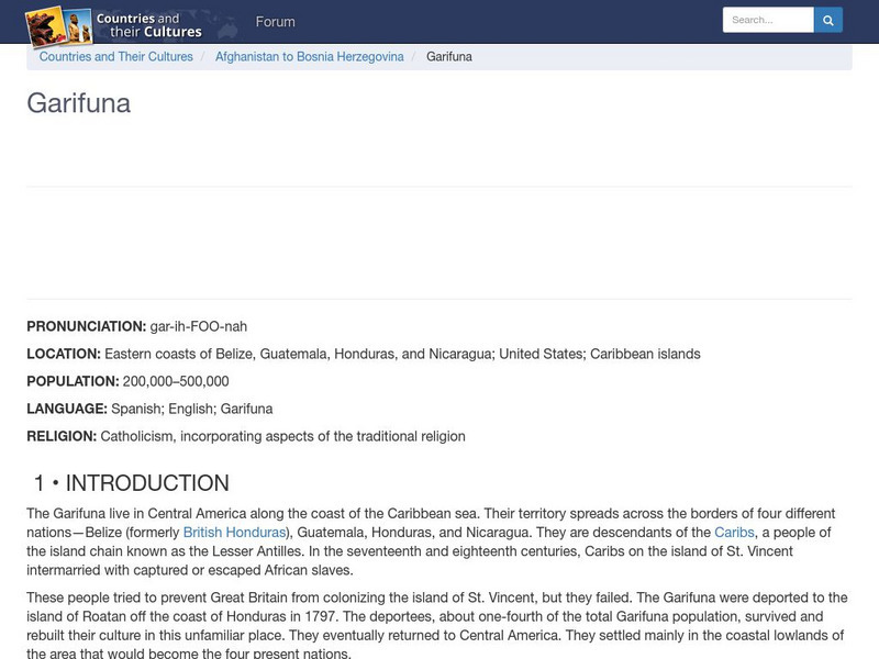 Countries and Their Cultures: Garifuna Handout Countries and Their Cultures: Garifuna Handout