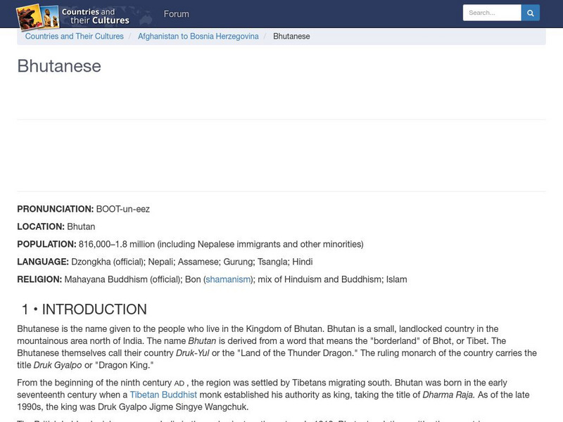 Countries and Their Cultures: Bhutanese Handout Countries and Their Cultures: Bhutanese Handout