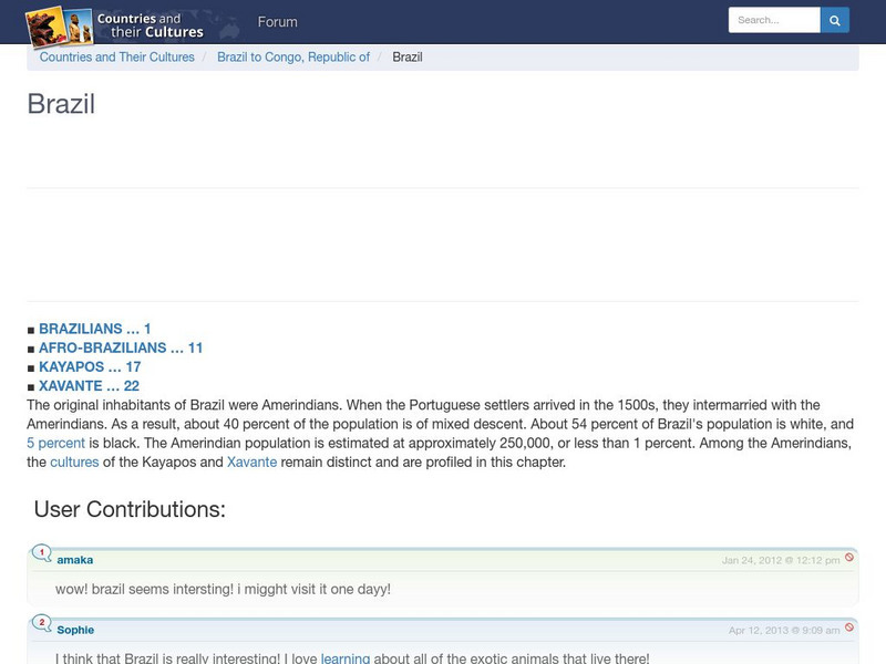 Countries and Their Cultures: Brazil Handout Countries and Their Cultures: Brazil Handout