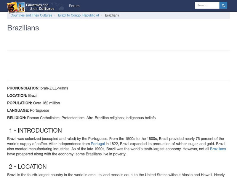 Countries and Their Cultures: Brazilians Handout Countries and Their Cultures: Brazilians Handout