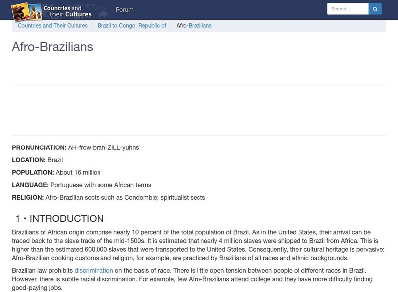 Countries and Their Cultures: Afro Brazilians Handout Countries and Their Cultures: Afro Brazilians Handout