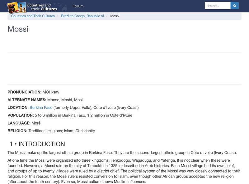 Countries and Their Cultures: Mossi Handout