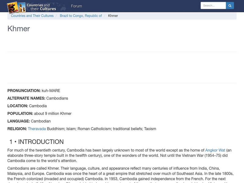 Countries and Their Cultures: Khmer Handout