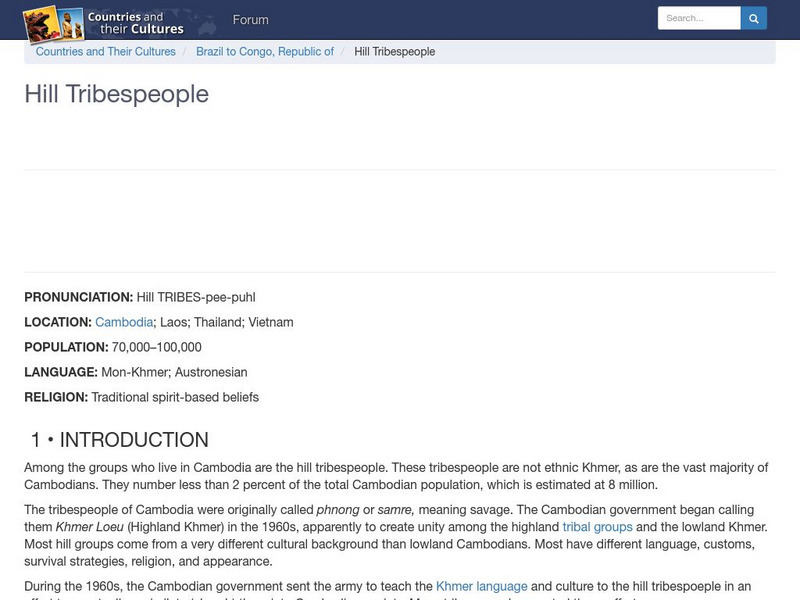 Countries and Their Cultures: Hill Tribespeople Handout