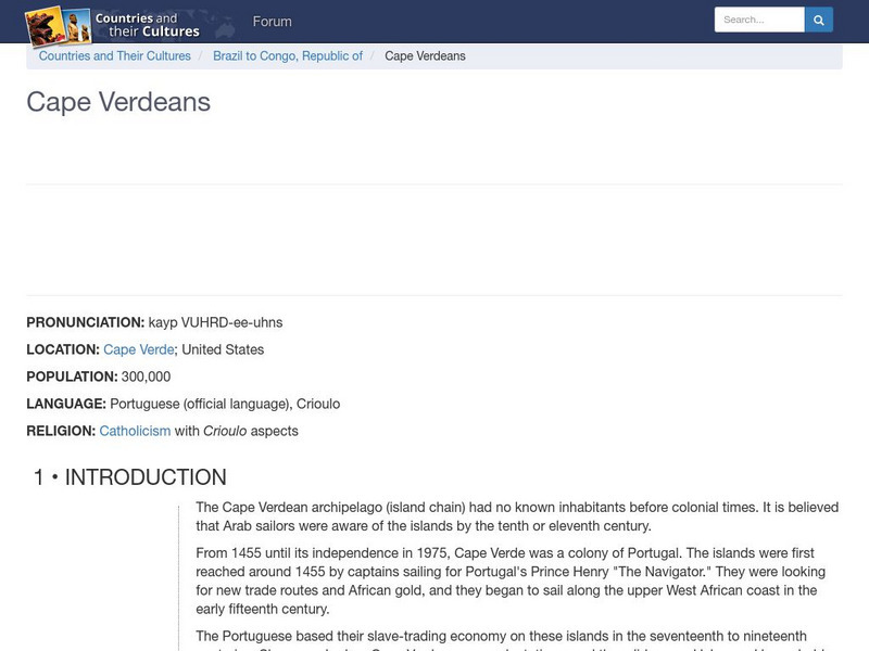Countries and Their Cultures: Cape Verdeans Handout