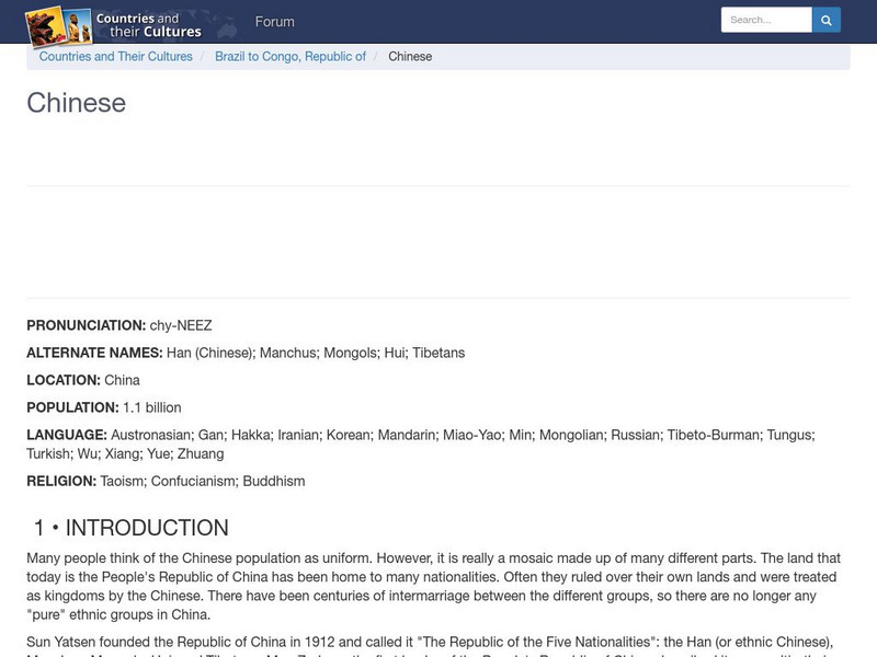 Countries and Their Cultures: Chinese Handout Countries and Their Cultures: Chinese Handout
