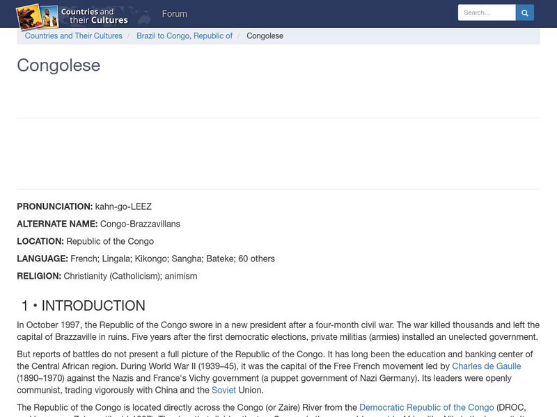 Countries and Their Cultures: Congolese Handout