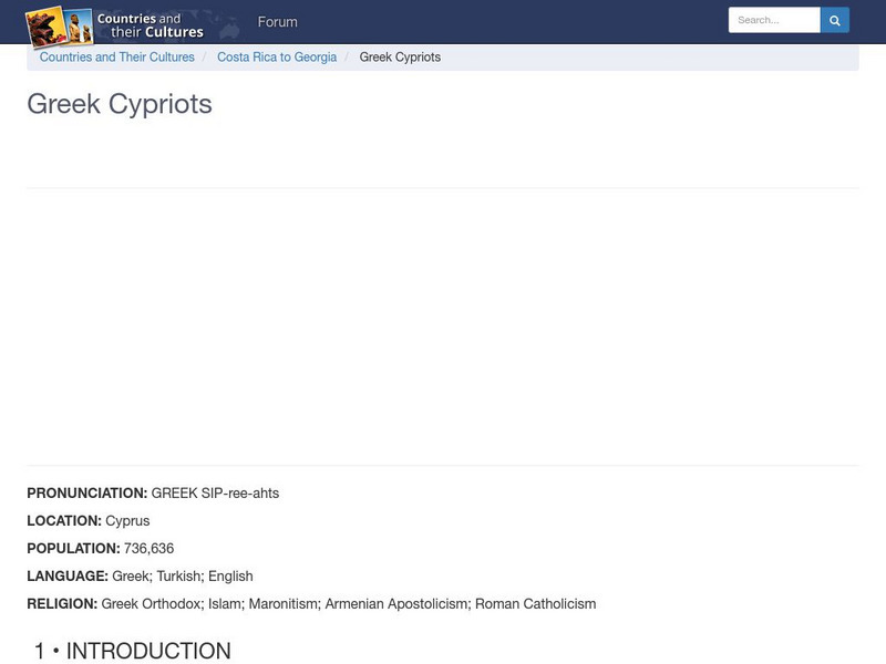 Countries and Their Cultures: Greek Cypriots Handout Countries and Their Cultures: Greek Cypriots Handout