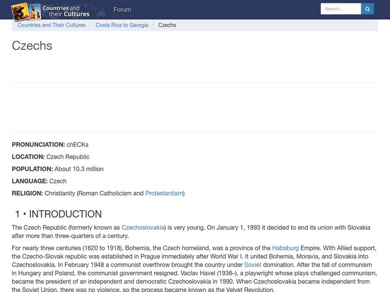 Countries and Their Cultures: Czechs Handout Countries and Their Cultures: Czechs Handout