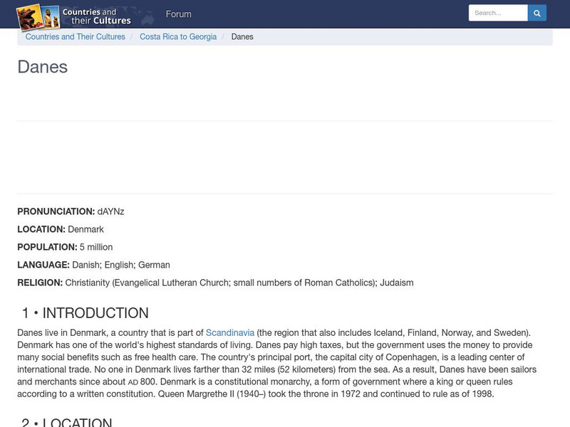 Countries and Their Cultures: Danes Handout Countries and Their Cultures: Danes Handout