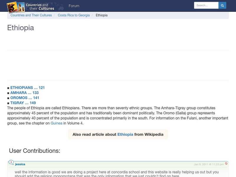 Countries and Their Cultures: Ethiopia Handout