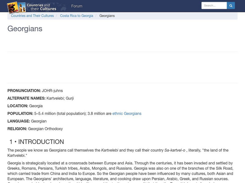 Countries and Their Cultures: Georgians Handout Countries and Their Cultures: Georgians Handout