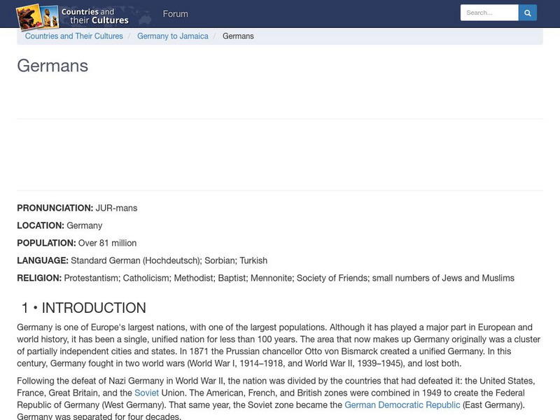 Countries and Their Cultures: Germans Handout Countries and Their Cultures: Germans Handout