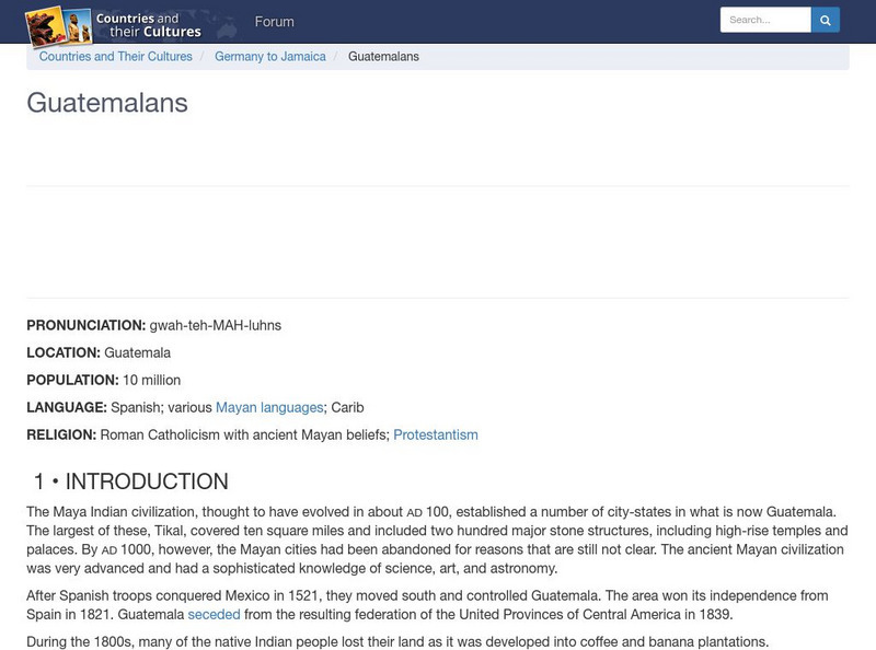 Countries and Their Cultures: Guatemalans Handout Countries and Their Cultures: Guatemalans Handout