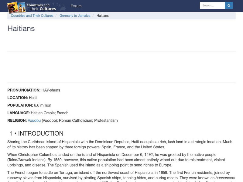 Countries and Their Cultures: Haitians Handout Countries and Their Cultures: Haitians Handout