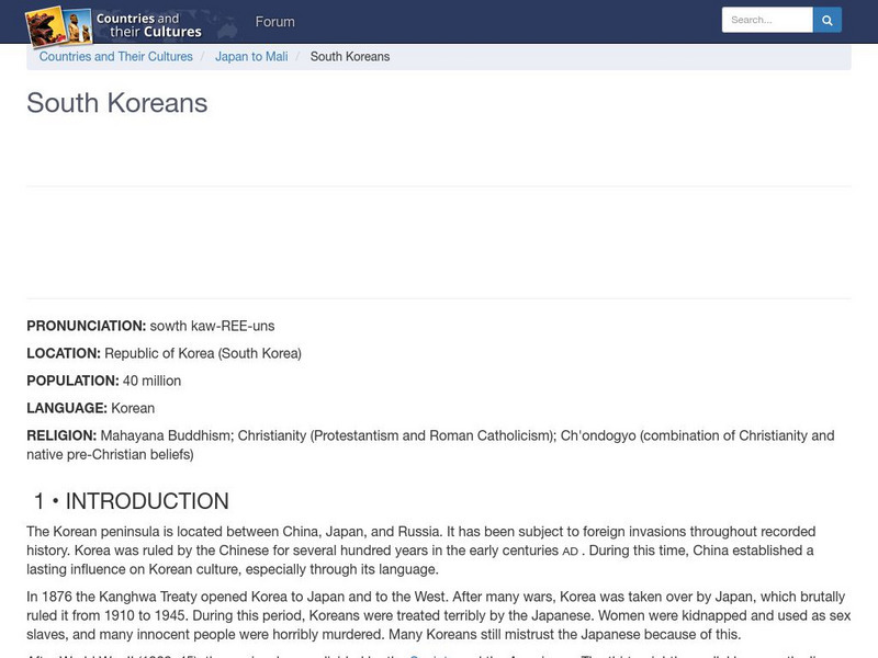 Countries and Their Cultures: South Koreans Handout Countries and Their Cultures: South Koreans Handout