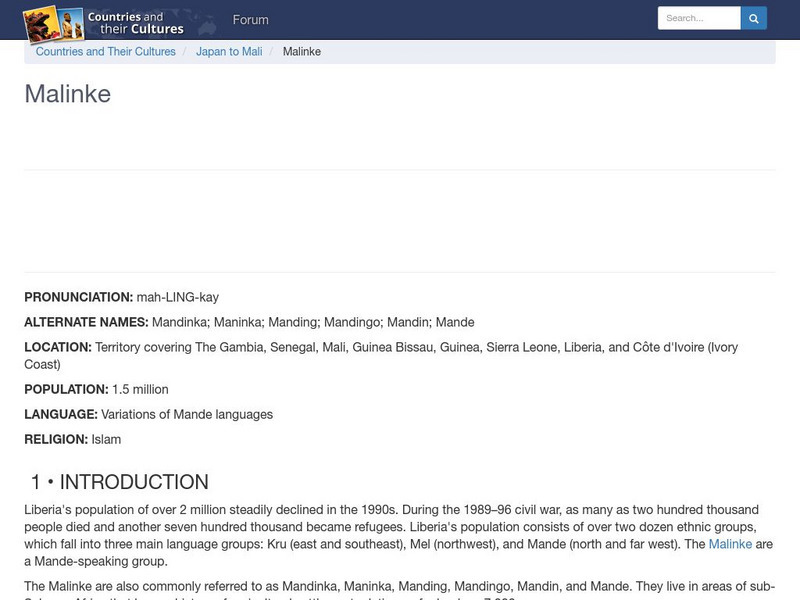 Countries and Their Cultures: Malinke Handout Countries and Their Cultures: Malinke Handout