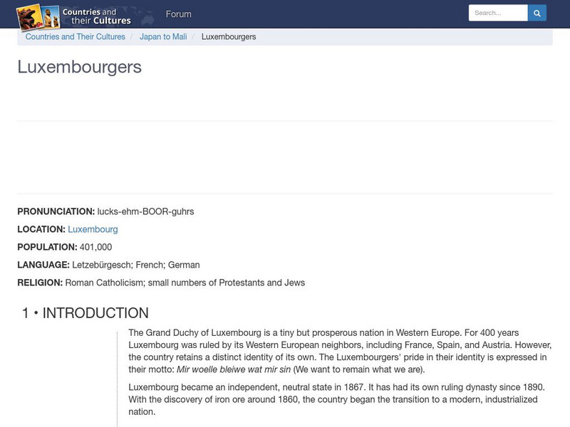 Countries and Their Cultures: Luxembourgers Handout Countries and Their Cultures: Luxembourgers Handout