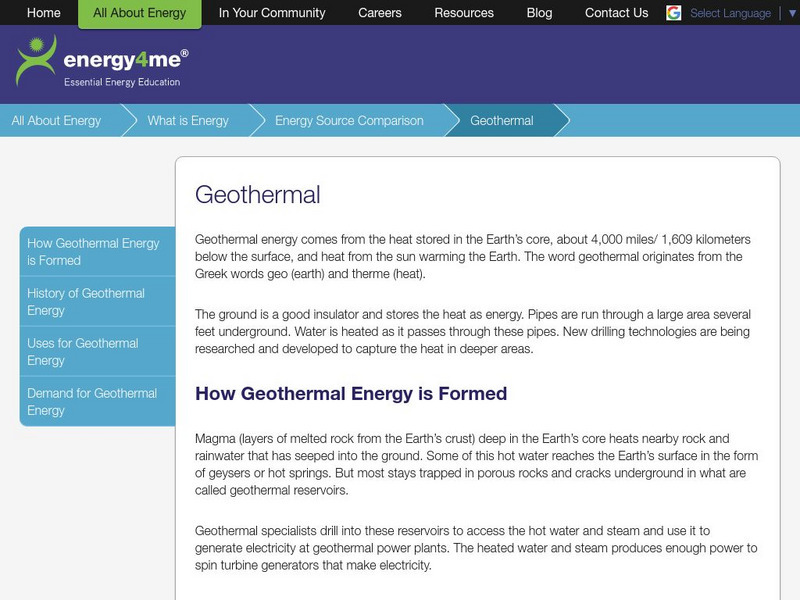 Energy4me: Geothermal Handout Energy4me: Geothermal Handout