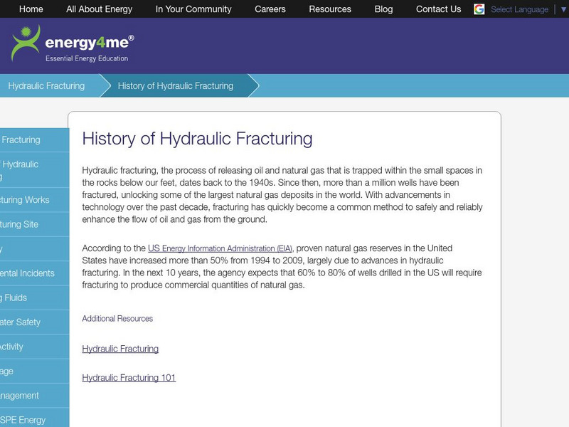 Energy4me: History of Hydraulic Fracturing Interactive