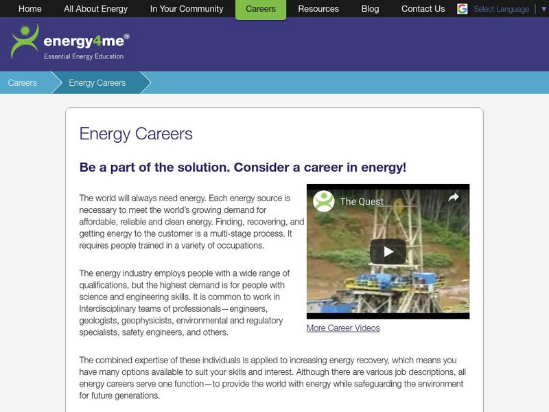 Energy4me: Energy Careers Instructional Video