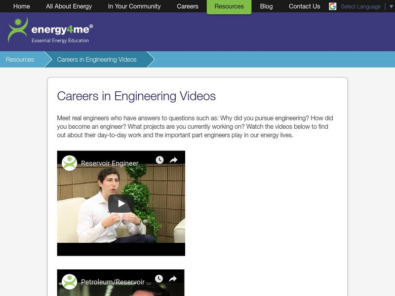 Energy4me: Careers in Engineering Videos Instructional Video