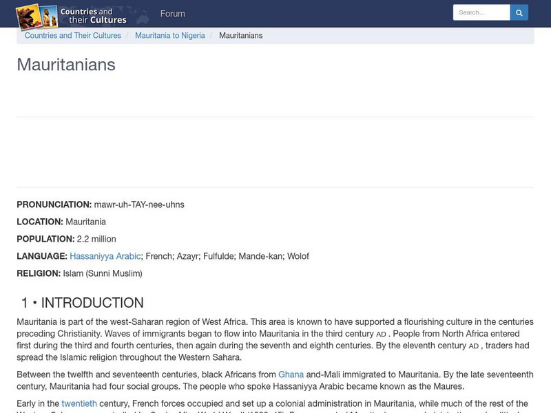 Countries and Their Cultures: Mauritanians Handout