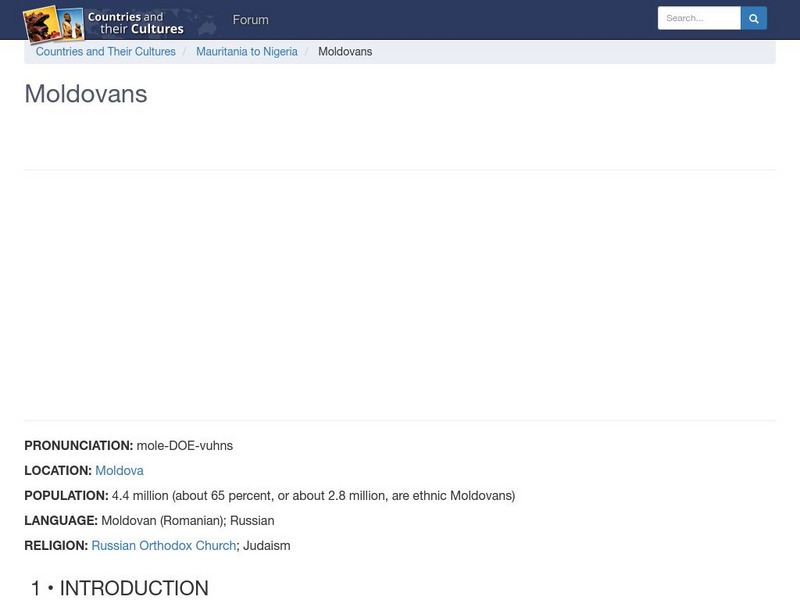 Countries and Their Cultures: Moldovans Handout