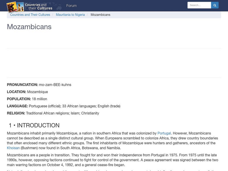 Countries and Their Cultures: Mozambicans Handout Countries and Their Cultures: Mozambicans Handout