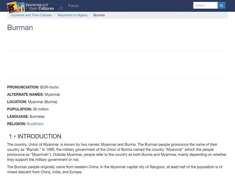 Countries and Their Cultures: Burman Handout