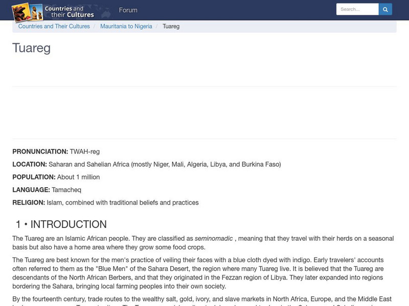 Countries and Their Cultures: Tuareg Handout Countries and Their Cultures: Tuareg Handout