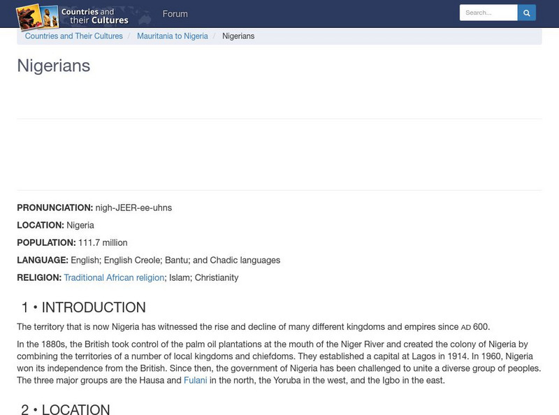 Countries and Their Cultures: Nigerians Handout Countries and Their Cultures: Nigerians Handout