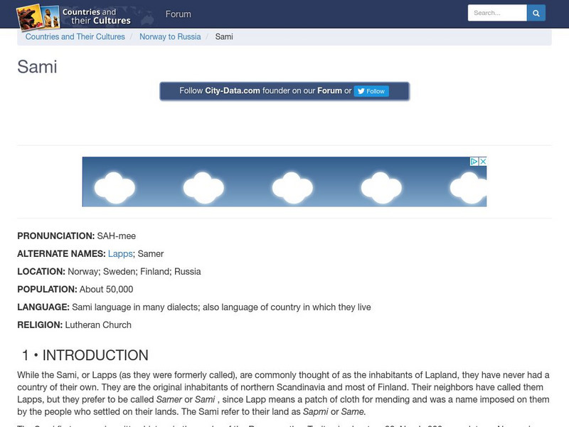 Countries and Their Cultures: Sami Handout Countries and Their Cultures: Sami Handout