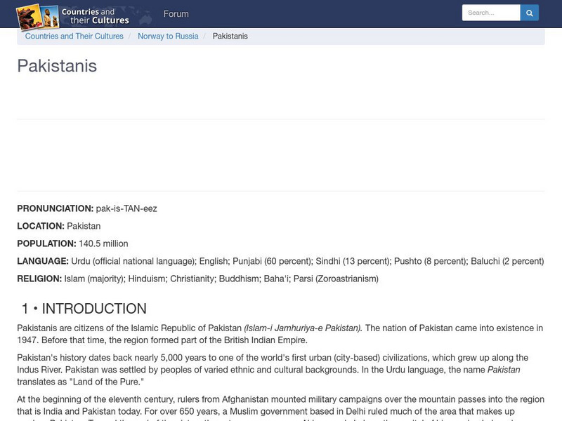 Countries and Their Cultures: Pakistanis Handout Countries and Their Cultures: Pakistanis Handout