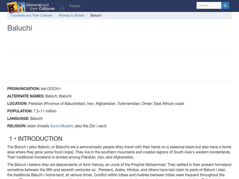 Countries and Their Cultures: Baluchi Handout Countries and Their Cultures: Baluchi Handout