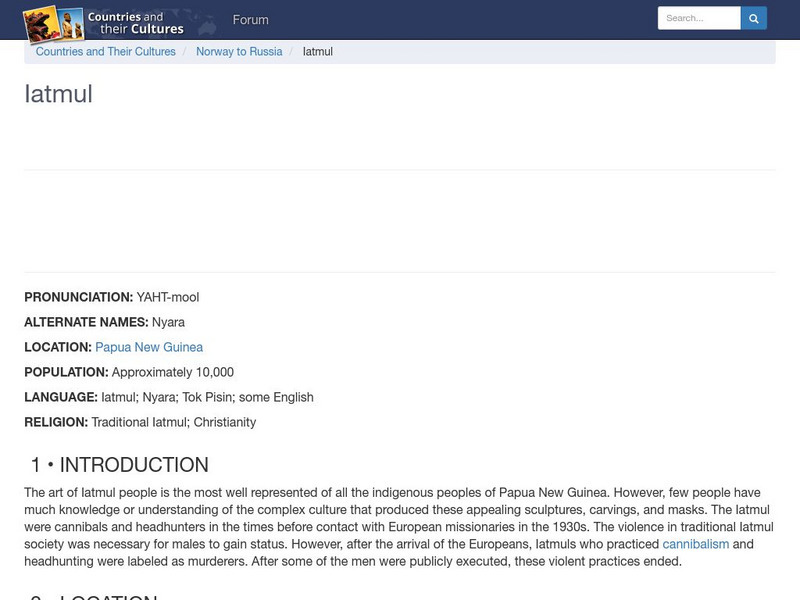 Countries and Their Cultures: Iatmul Handout Countries and Their Cultures: Iatmul Handout