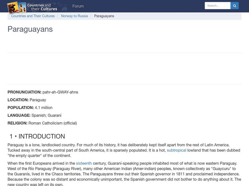Countries and Their Cultures: Paraguayans Handout Countries and Their Cultures: Paraguayans Handout