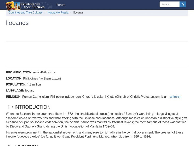 Countries and Their Cultures: Ilocanos Handout
