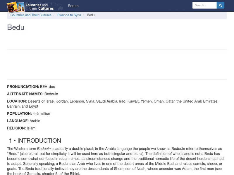 Countries and Their Cultures: Bedu Handout Countries and Their Cultures: Bedu Handout