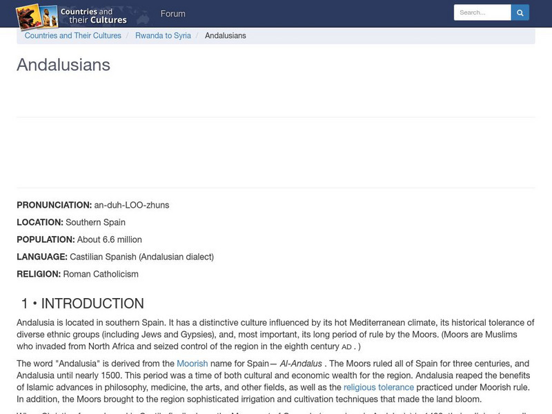 Countries and Their Cultures: Andalusians Handout Countries and Their Cultures: Andalusians Handout