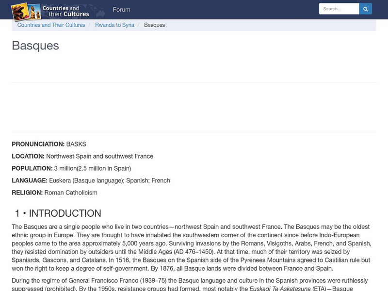 Countries and Their Cultures: Basques Handout Countries and Their Cultures: Basques Handout