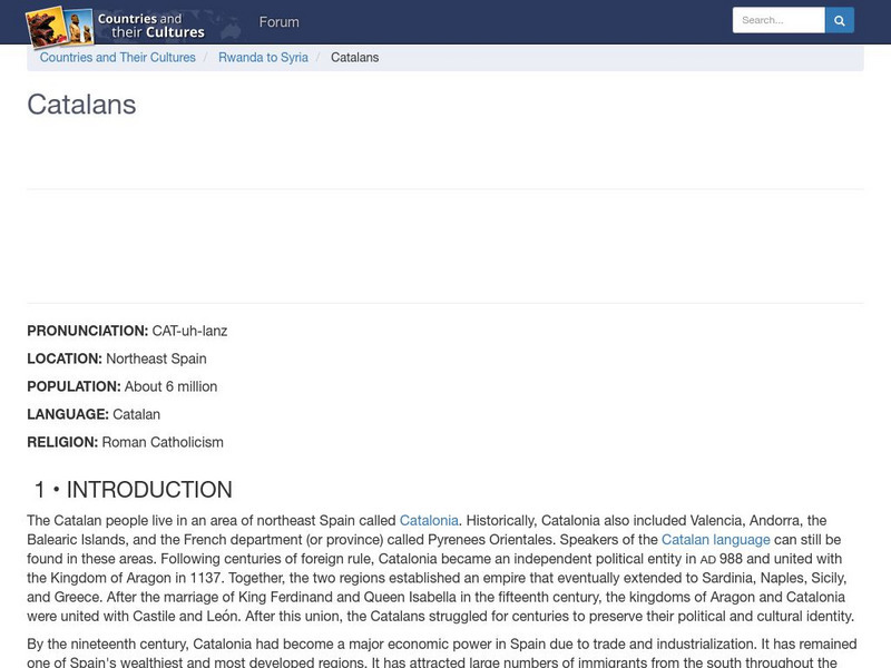 Countries and Their Cultures: Catalans Handout Countries and Their Cultures: Catalans Handout