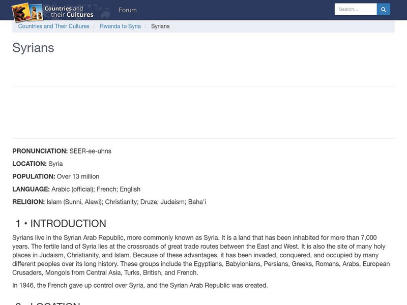 Countries and Their Cultures: Syrians Handout