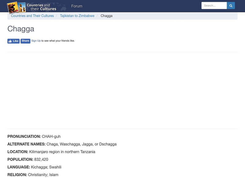 Countries and Their Cultures: Chagga Handout Countries and Their Cultures: Chagga Handout