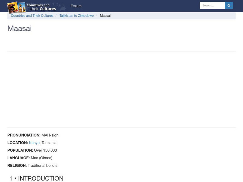 Countries and Their Cultures: Maasai Handout Countries and Their Cultures: Maasai Handout